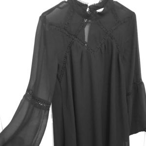 Black bell sleeve shift dress!